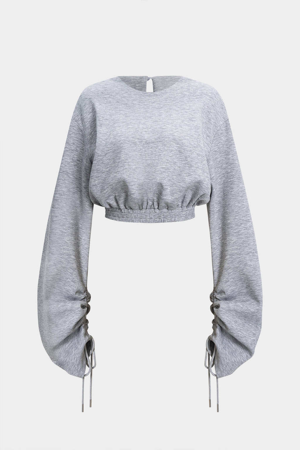 Drawstring Ruched Round Neck Sweatshirt