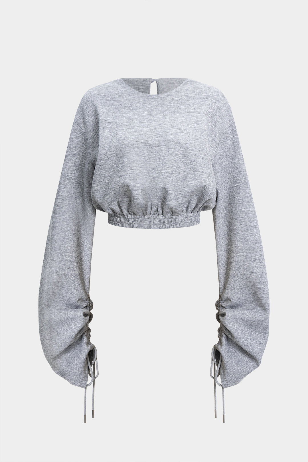 Drawstring Ruched Round Neck Sweatshirt
