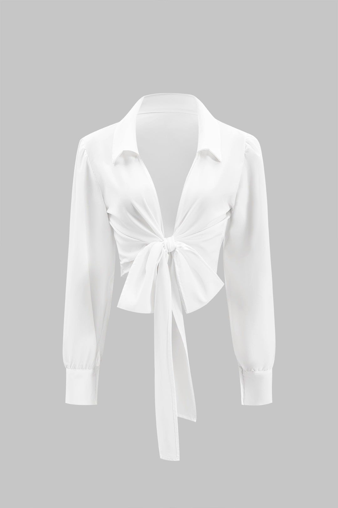 חולצה ארוכת שרוולים עם קשירה מלפנים 