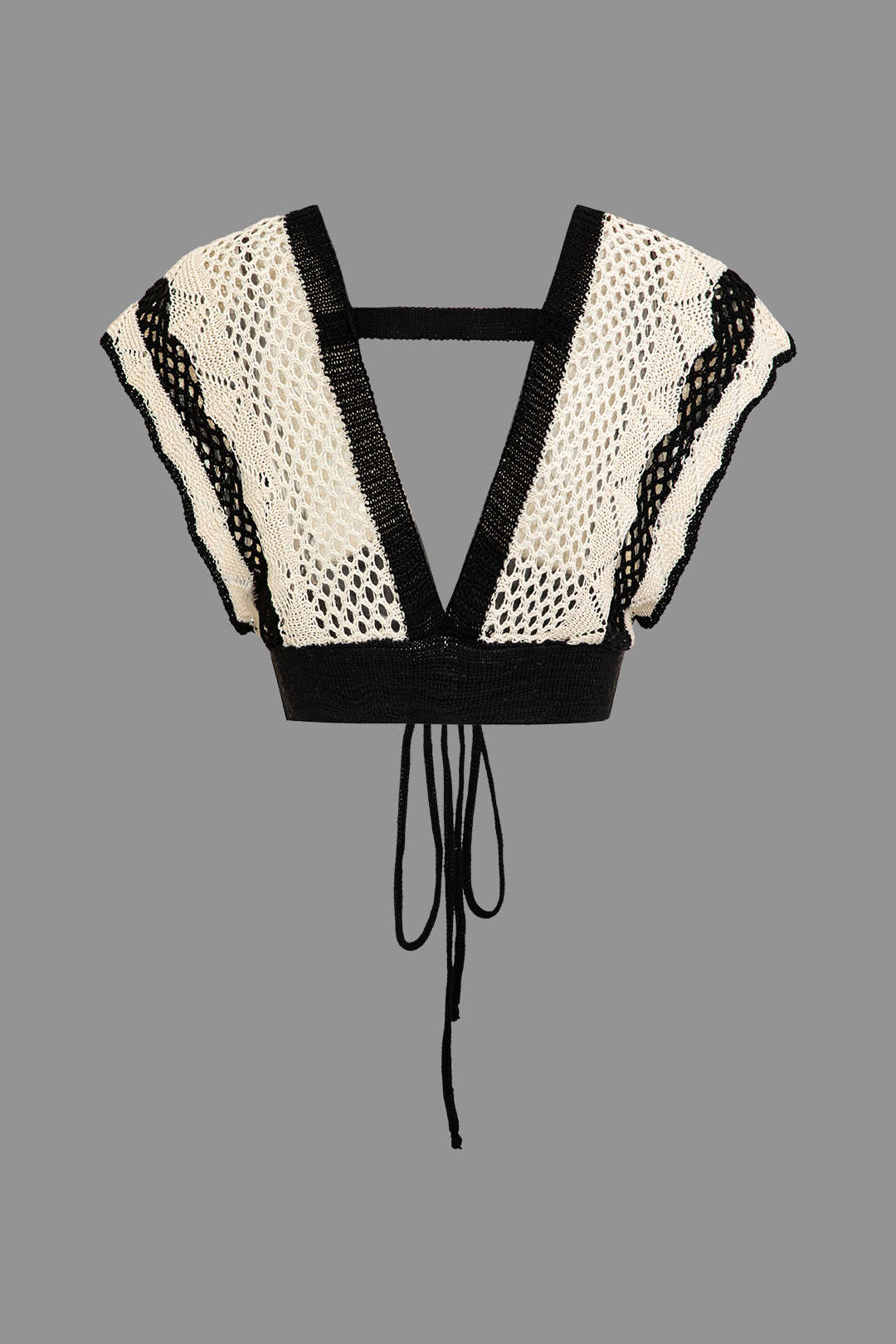 Conjunto Corto De Punto Con Escote En V Crochet Mujer