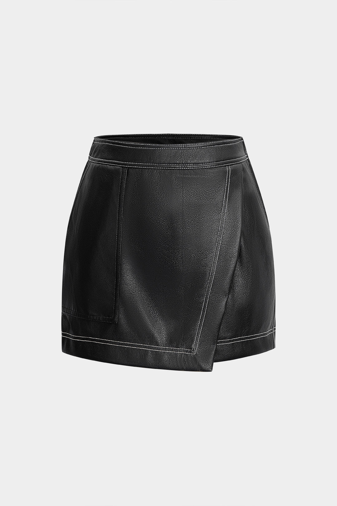 חצאית חצאית גבוהה דמוית עור 