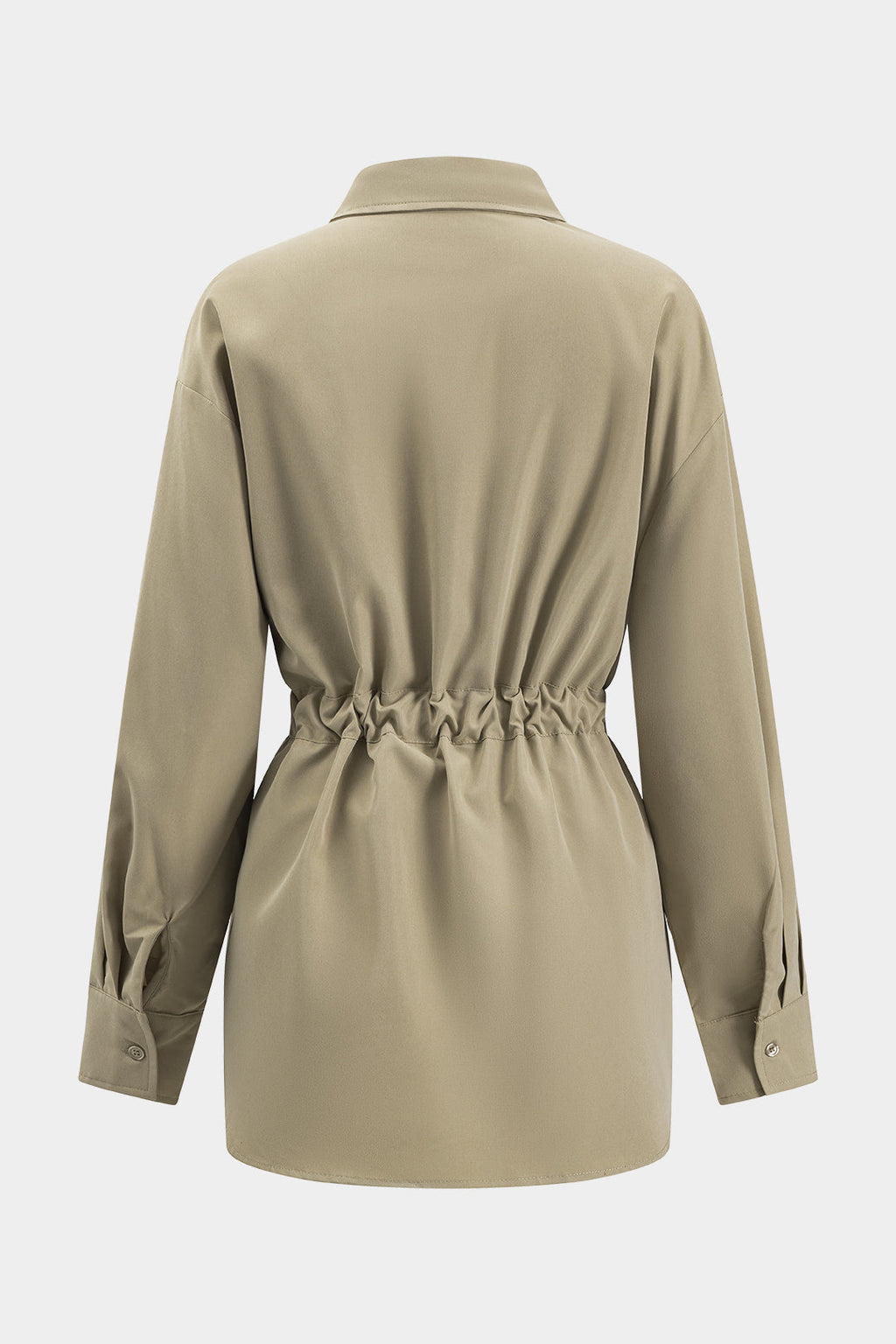 שמלת מיני עם שרוולים ארוכים, כפתורים וכיסים עם חגורה 