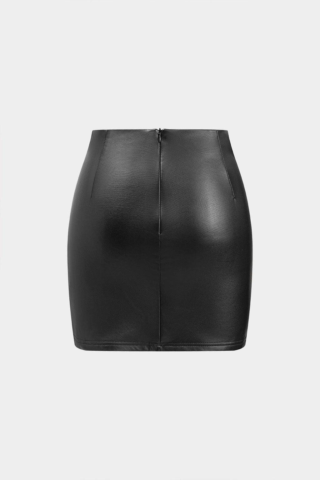 חצאית אסימטרית מטאלית דמוית עור 