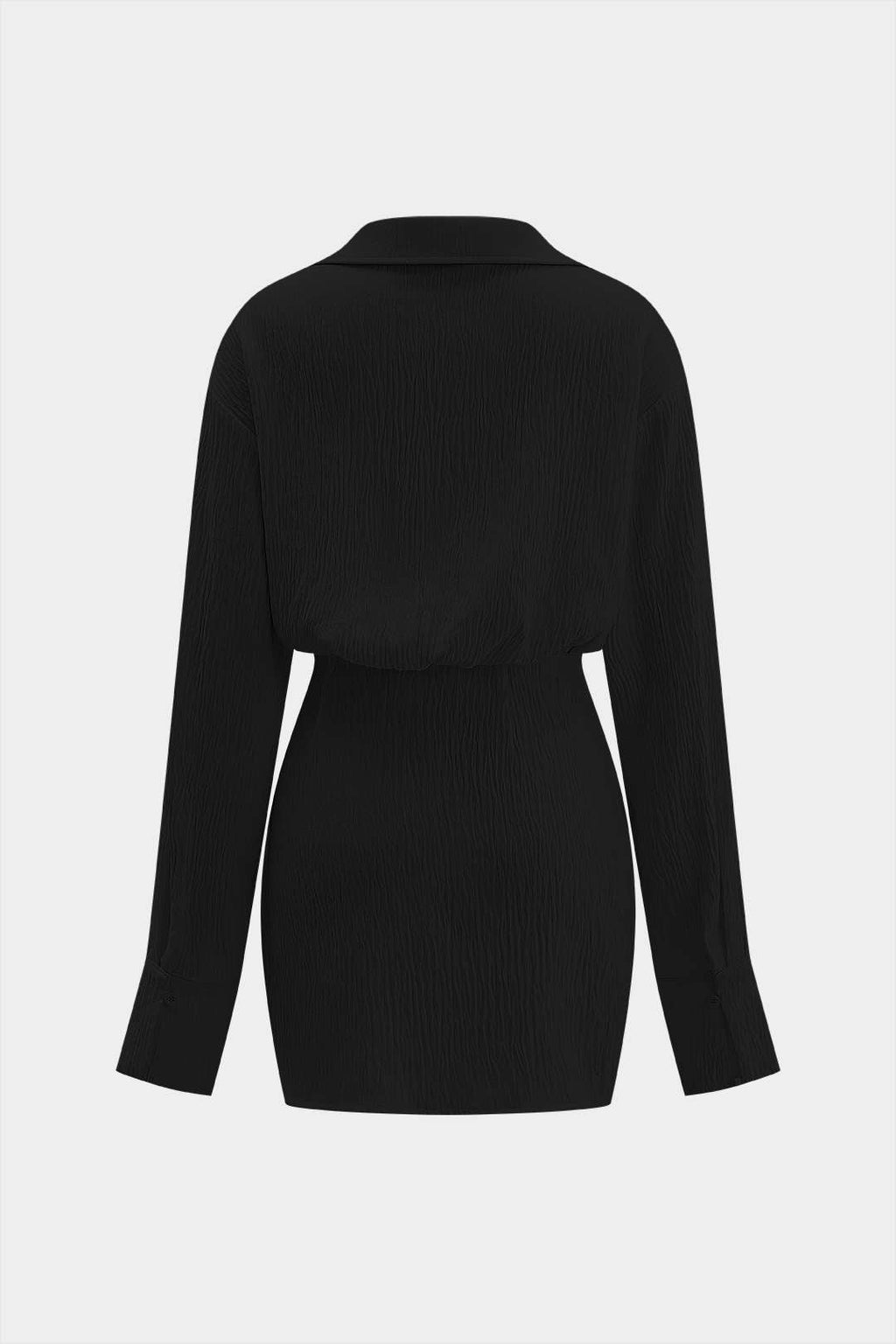 Vestido Mini de Manga Larga Cuello V Profundo Minimalista