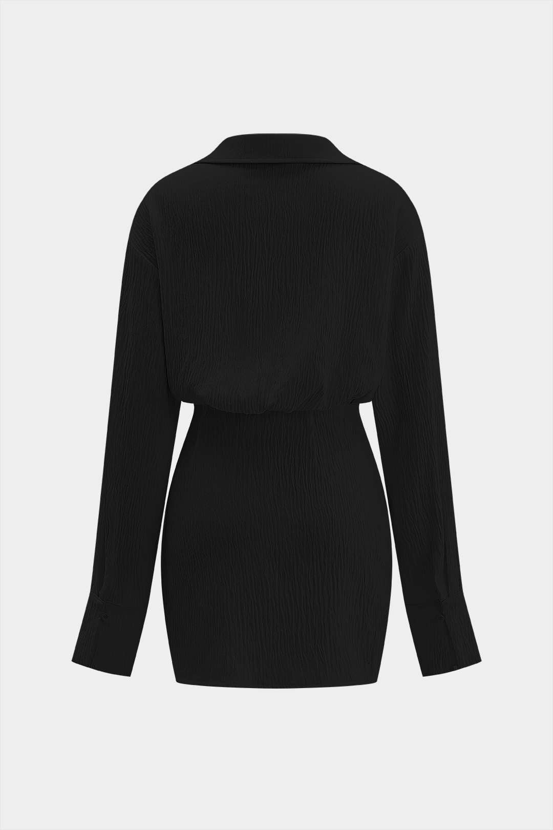 Vestido Mini de Manga Larga Cuello V Profundo Minimalista