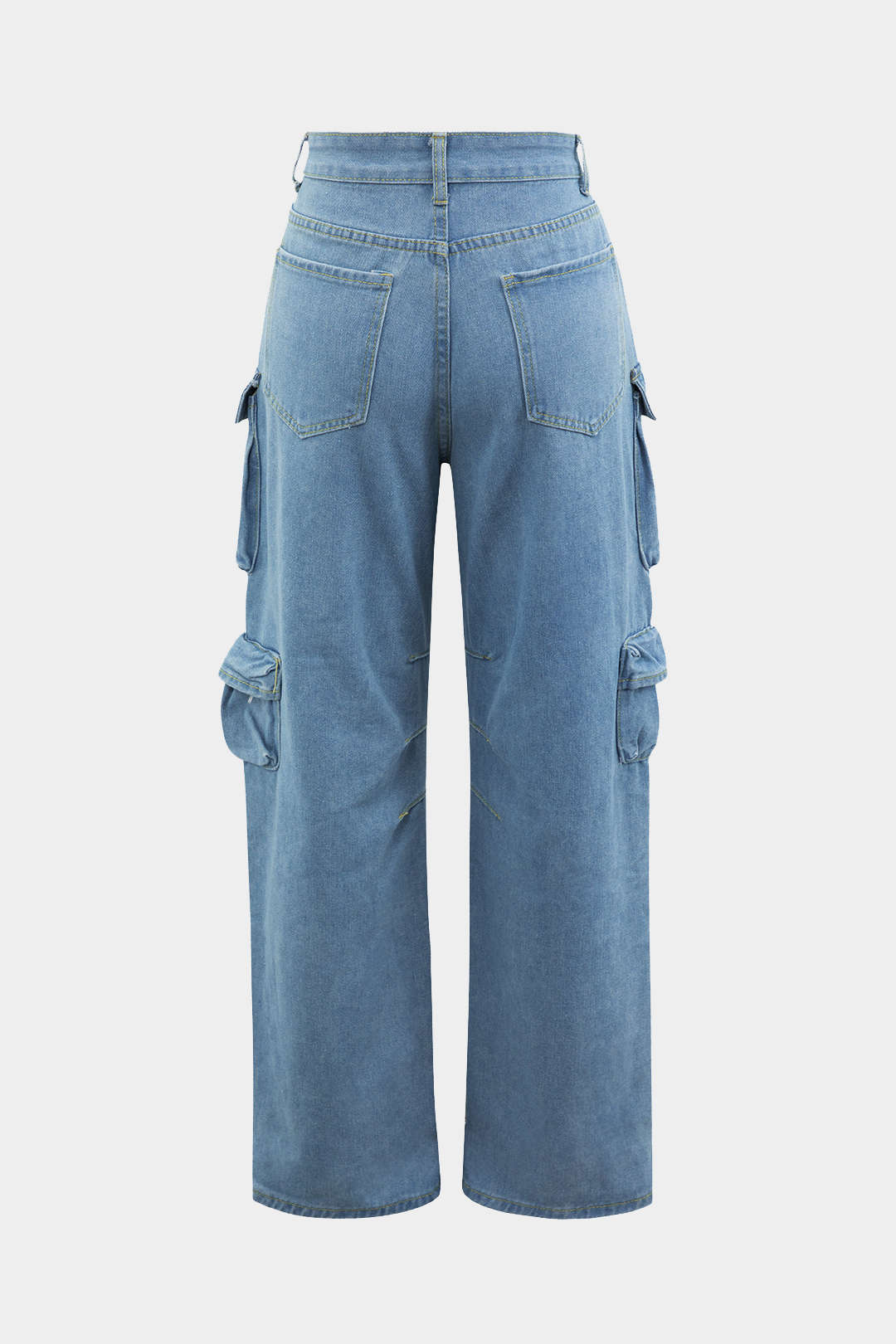 Jeans Cargo Anchos de Textura Suave con Bolsillos Múltiples