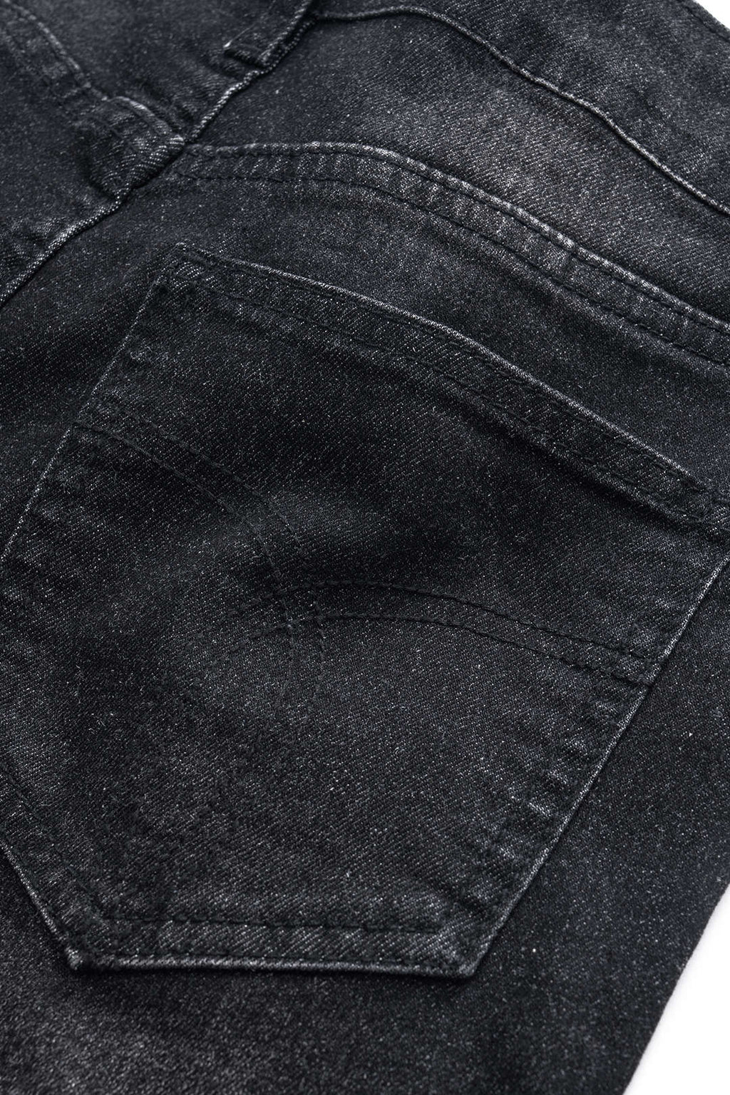 Vaqueros Denim Pierna Ancha Con Desgaste Y Bolsillos Botón