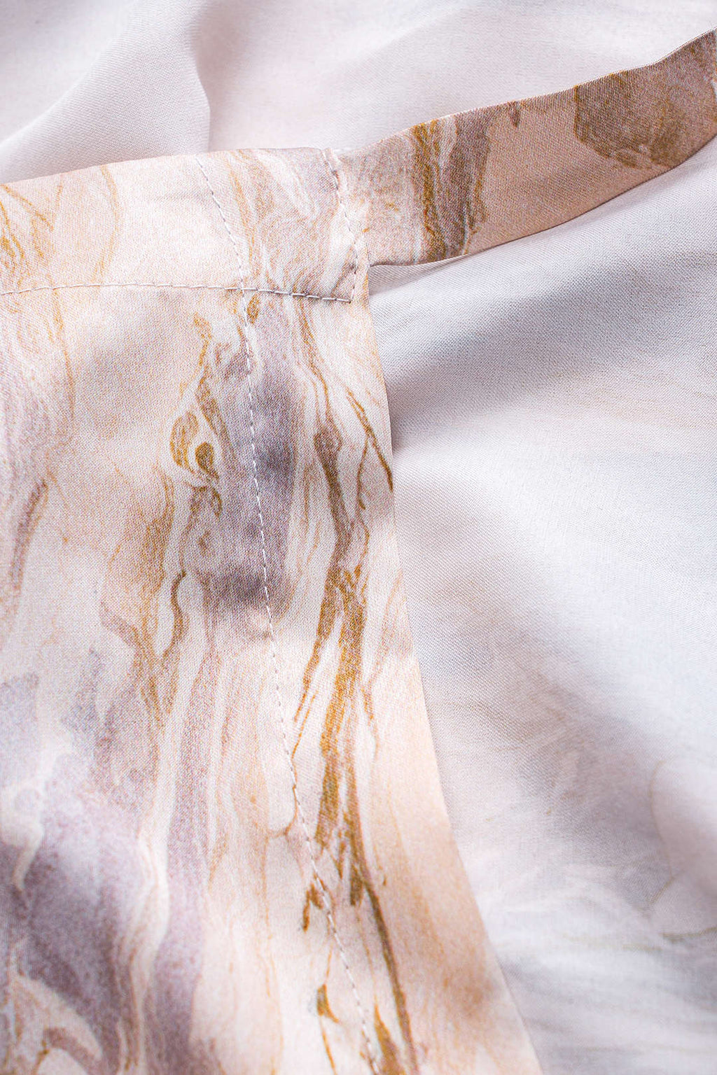 Abstract Print Ruched Satin Tie Front Skirt