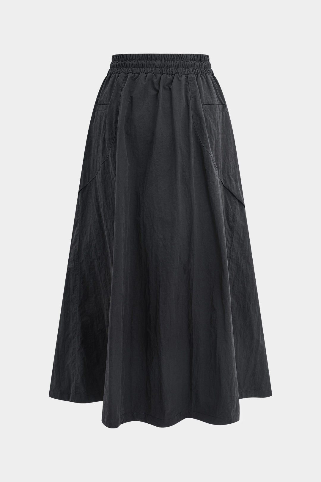 חצאית ג'ינס עם טלאים ושרוכים בגזרה גבוהה 