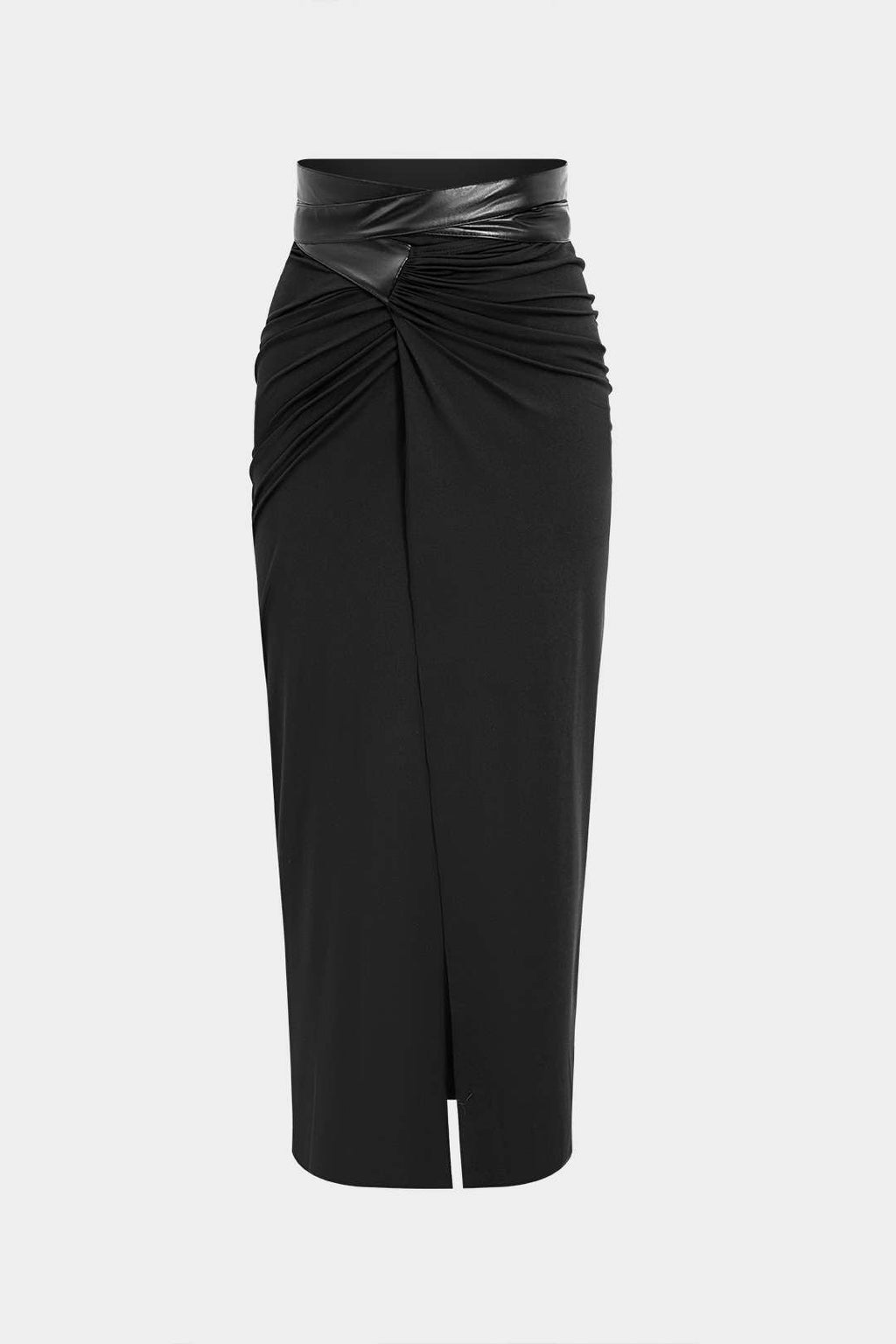 חצאית דמוית עור עם טלאים 