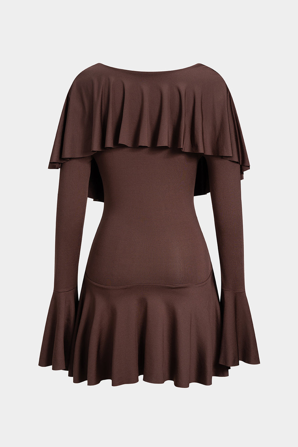 Ruffle V-Neck Long Sleeve Mini Dress