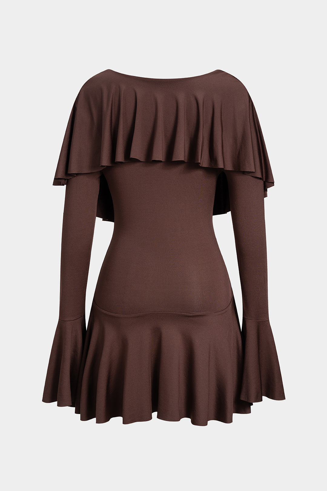 Ruffle V-Neck Long Sleeve Mini Dress