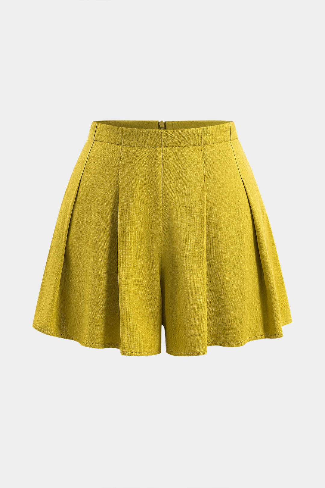 Shorts Plisados De Lino Con Cremallera Verano Ligero