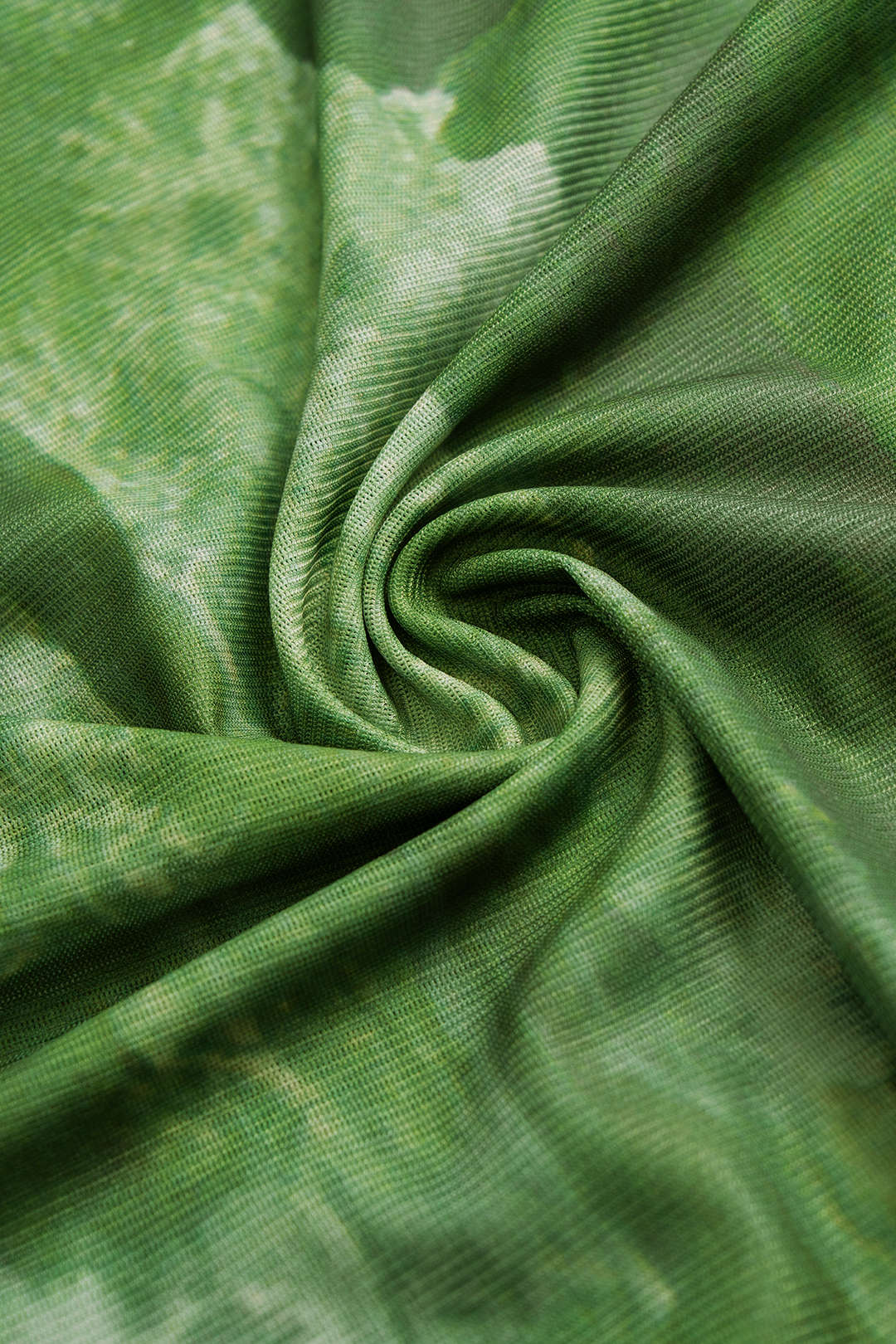 שמלת מידי עם צווארון עגול ושרוולים ארוכים, הדפס טאי דאי ורשת 