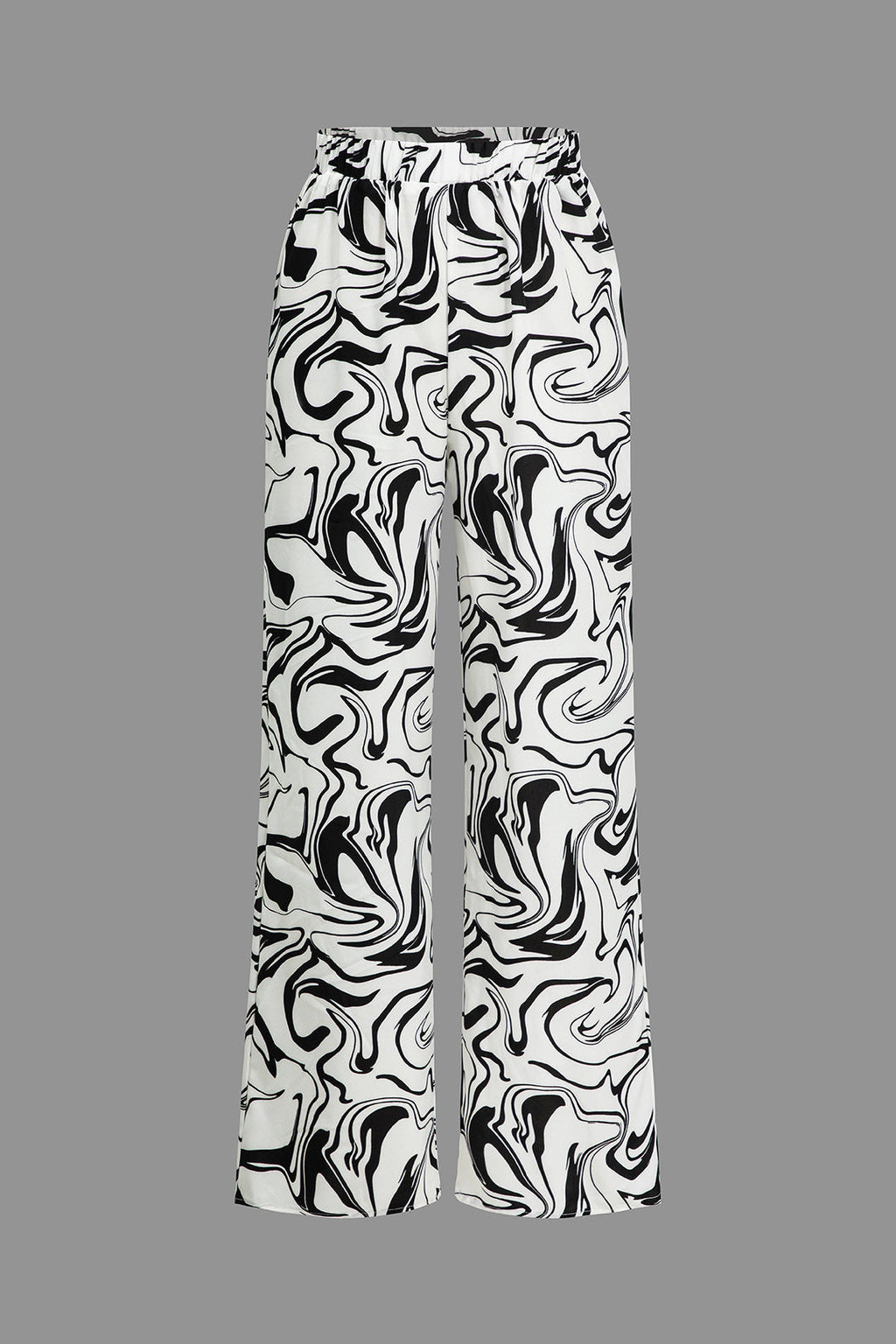 Pantalones Rectos de Cintura Alta con Mármol para Mujer