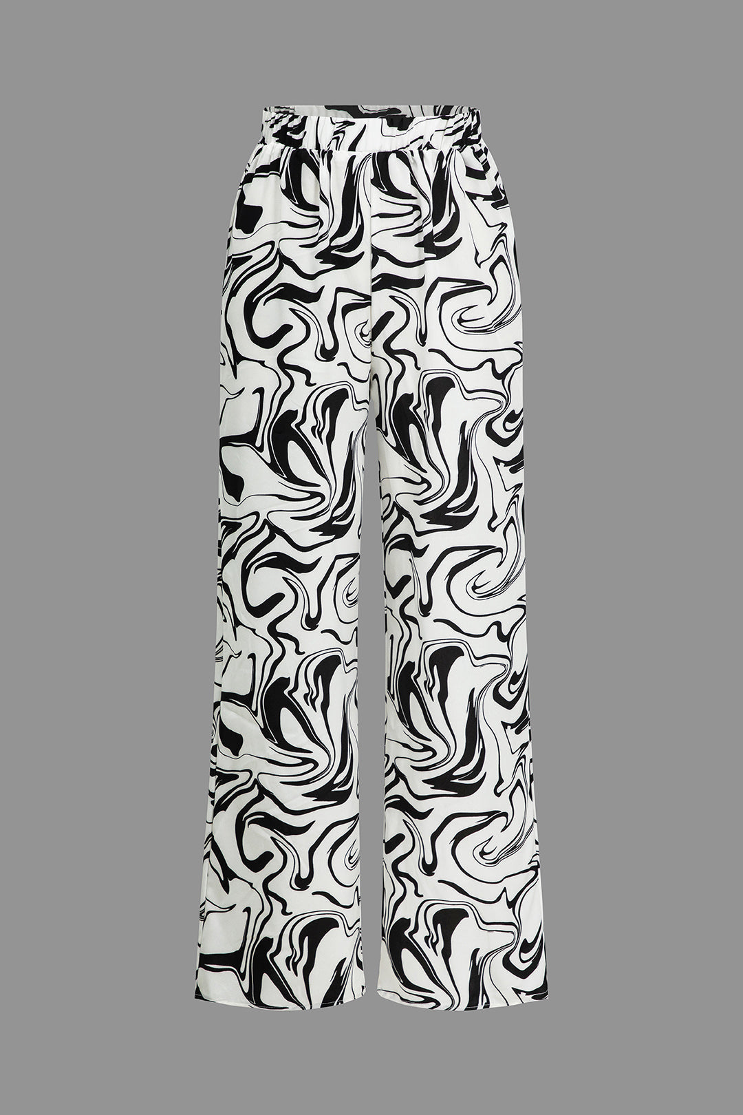 Pantalones Rectos de Cintura Alta con Mármol para Mujer