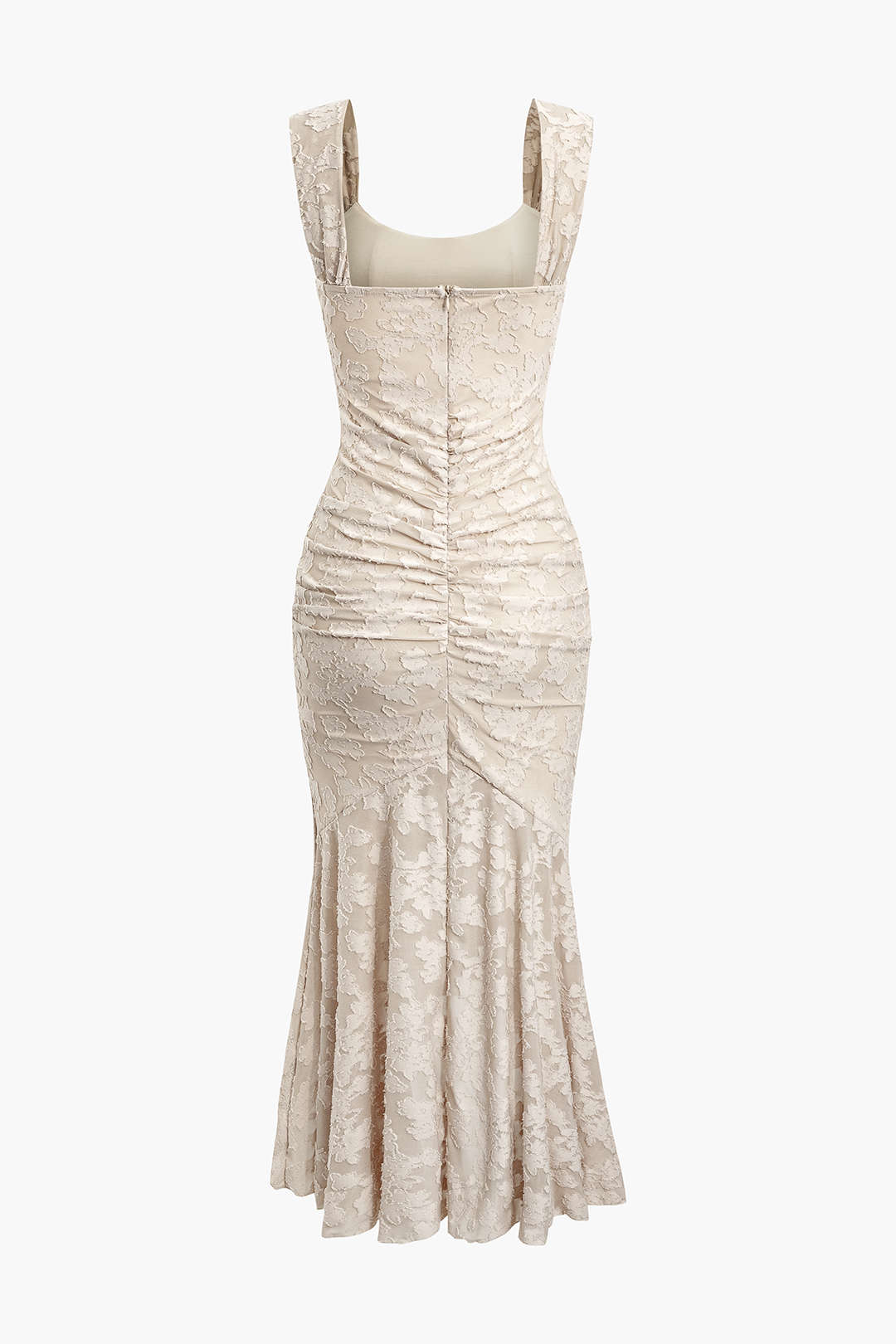 Vestido Midi Sirena Floral Asimétrico Sin Mangas Elegante