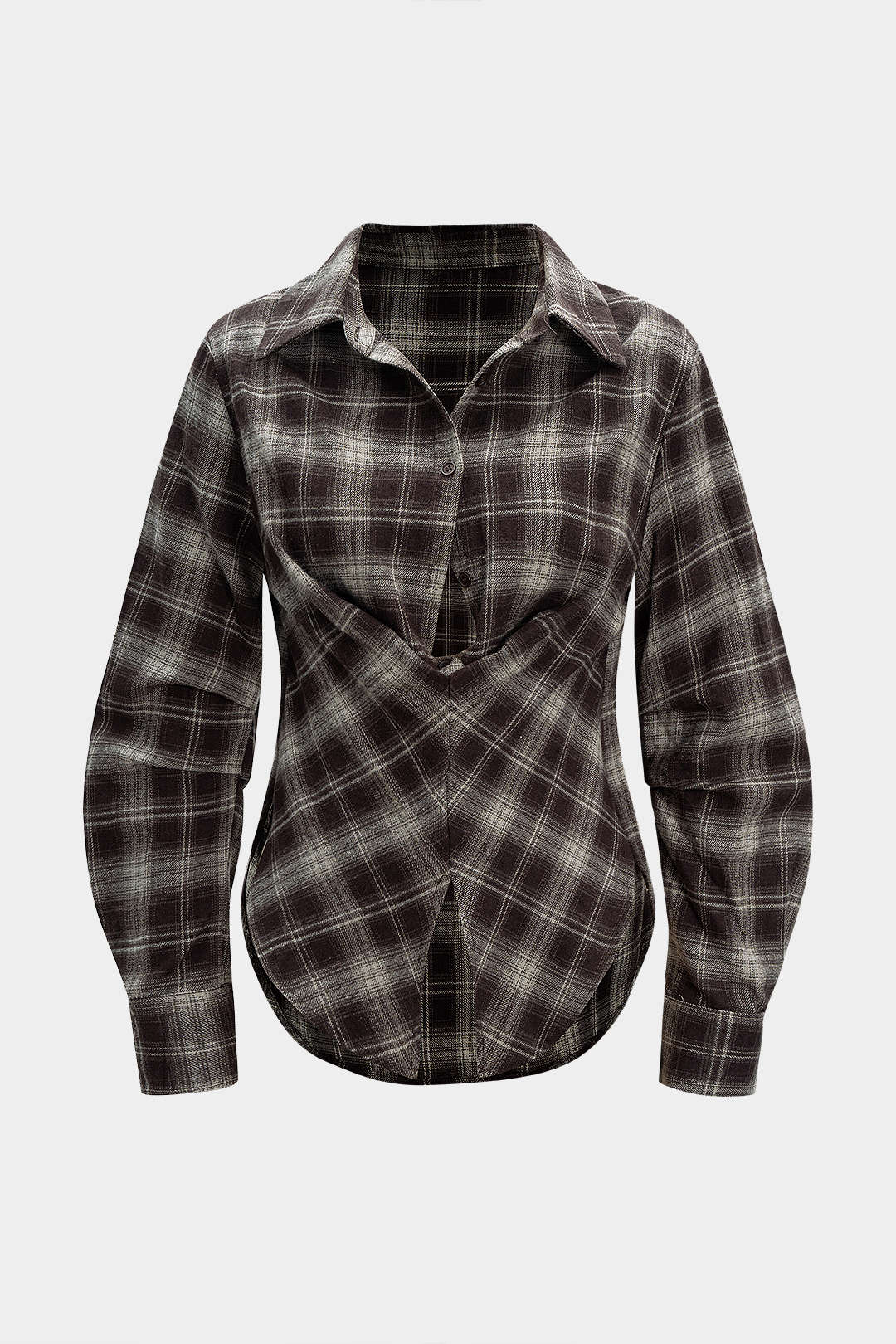 Plaid Print Button Long-Sleeve Shirt