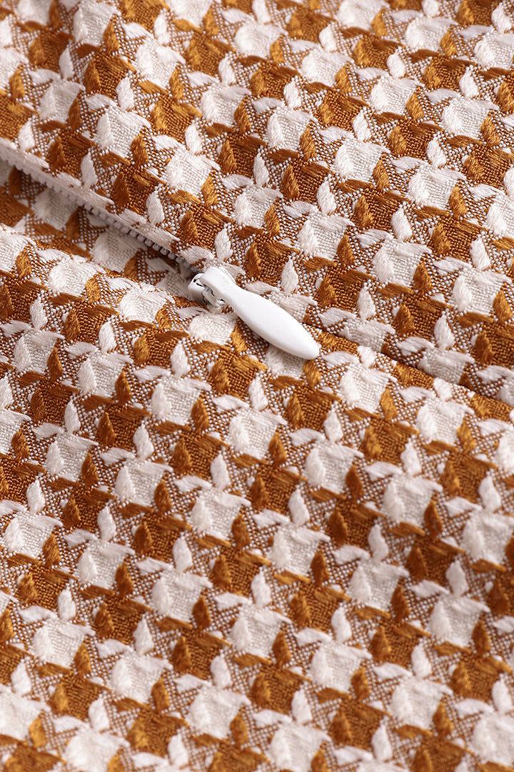 שמלת מיני עם שרוולים ארוכים והדפס משבצות 