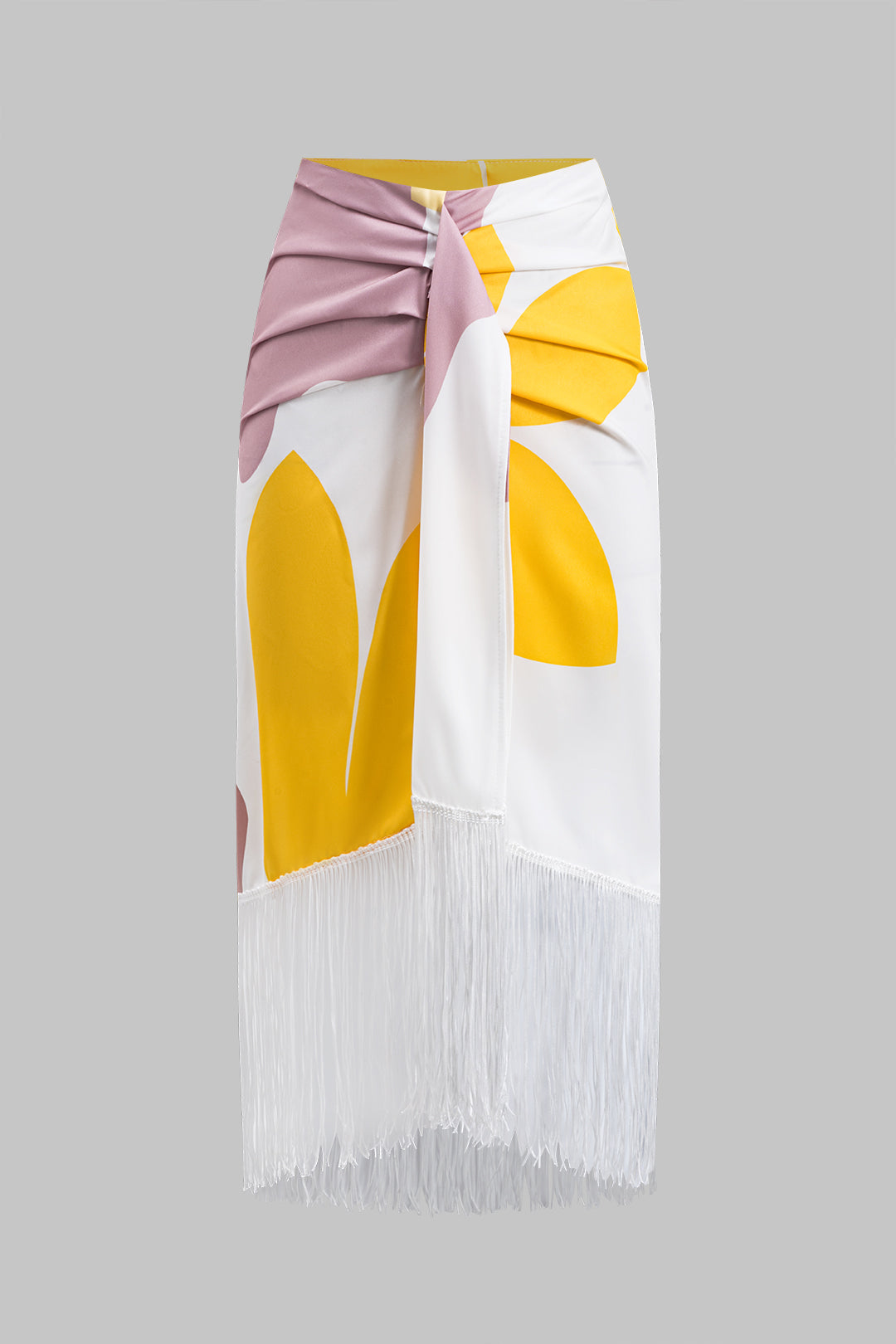 Conjunto Blusa Un Hombro Y Falda Con Flecos Abstracta