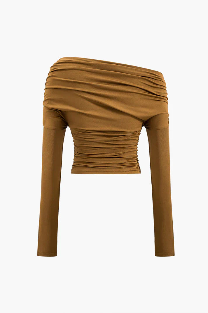 Blusa Pearle Hombro Asimétrico Con Frunce Refinado Elegante
