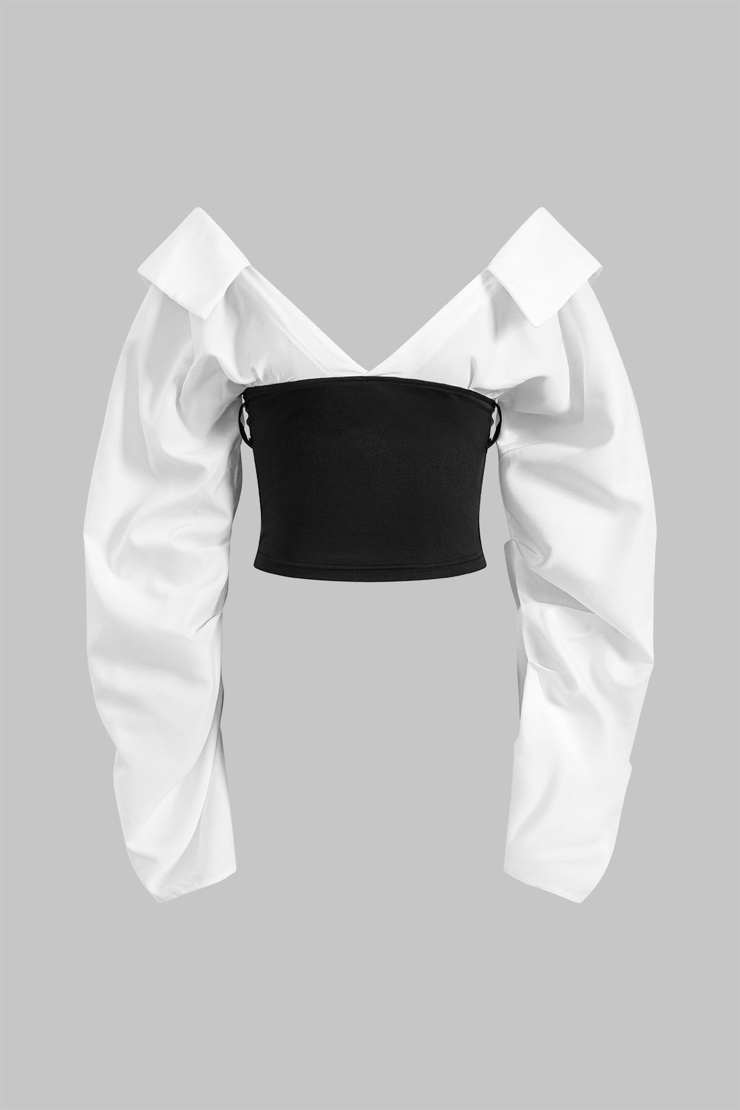 Blusa Patchwork Con Escote En V De Manga Larga Para Mujer