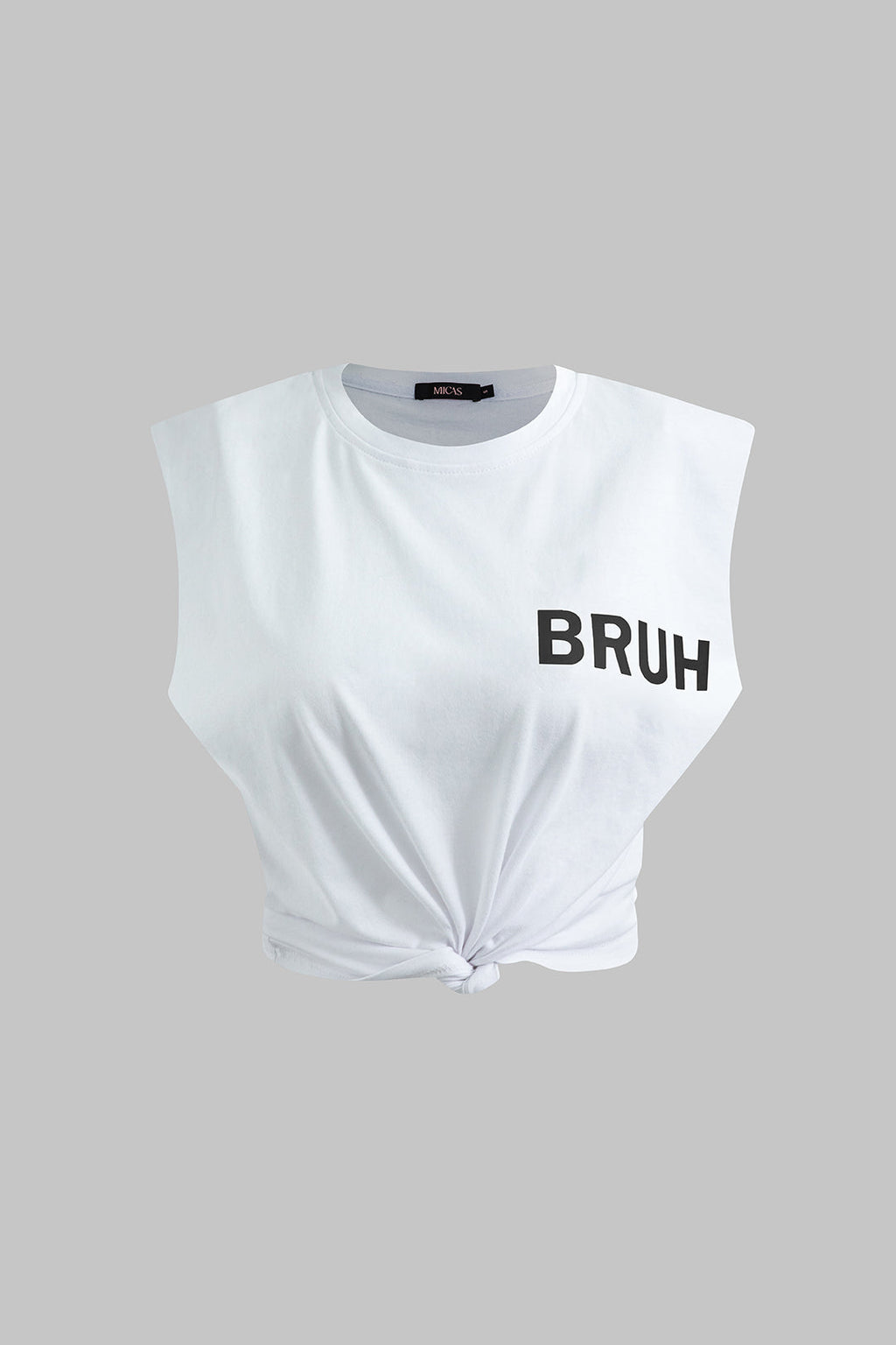 Camiseta Sin Mangas Impresa Bruh Mujer Estilo Diario