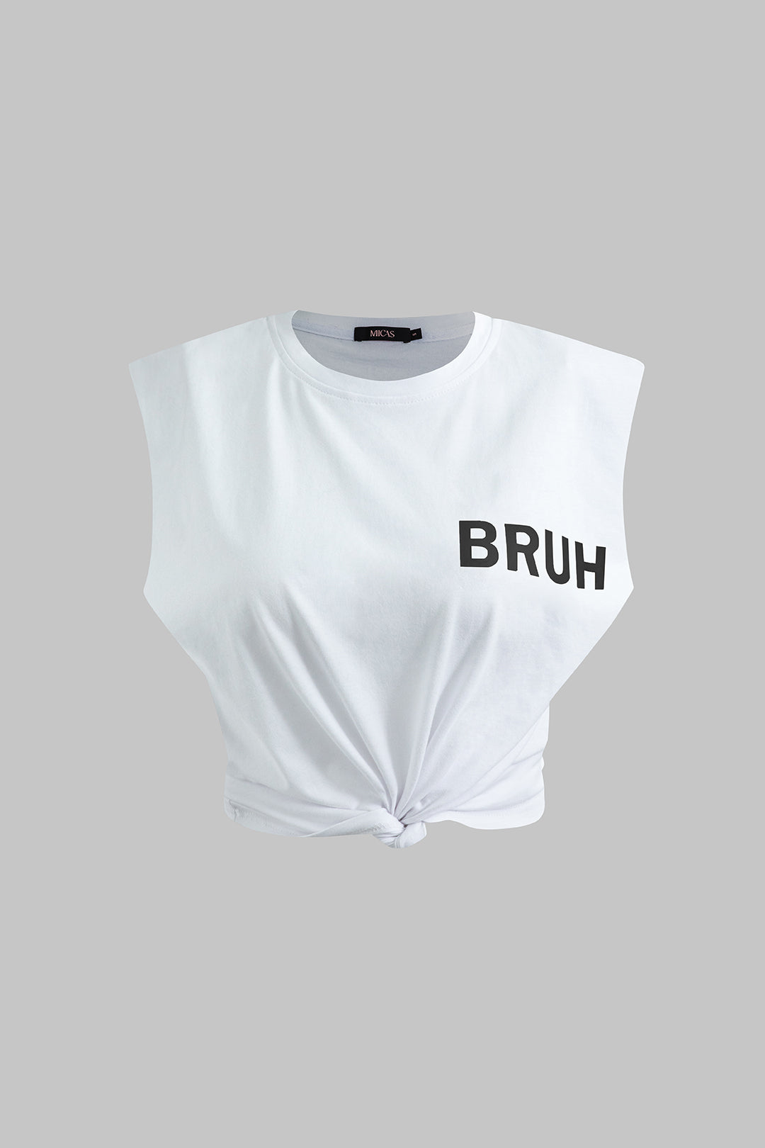 Camiseta Sin Mangas Impresa Bruh Mujer Estilo Diario