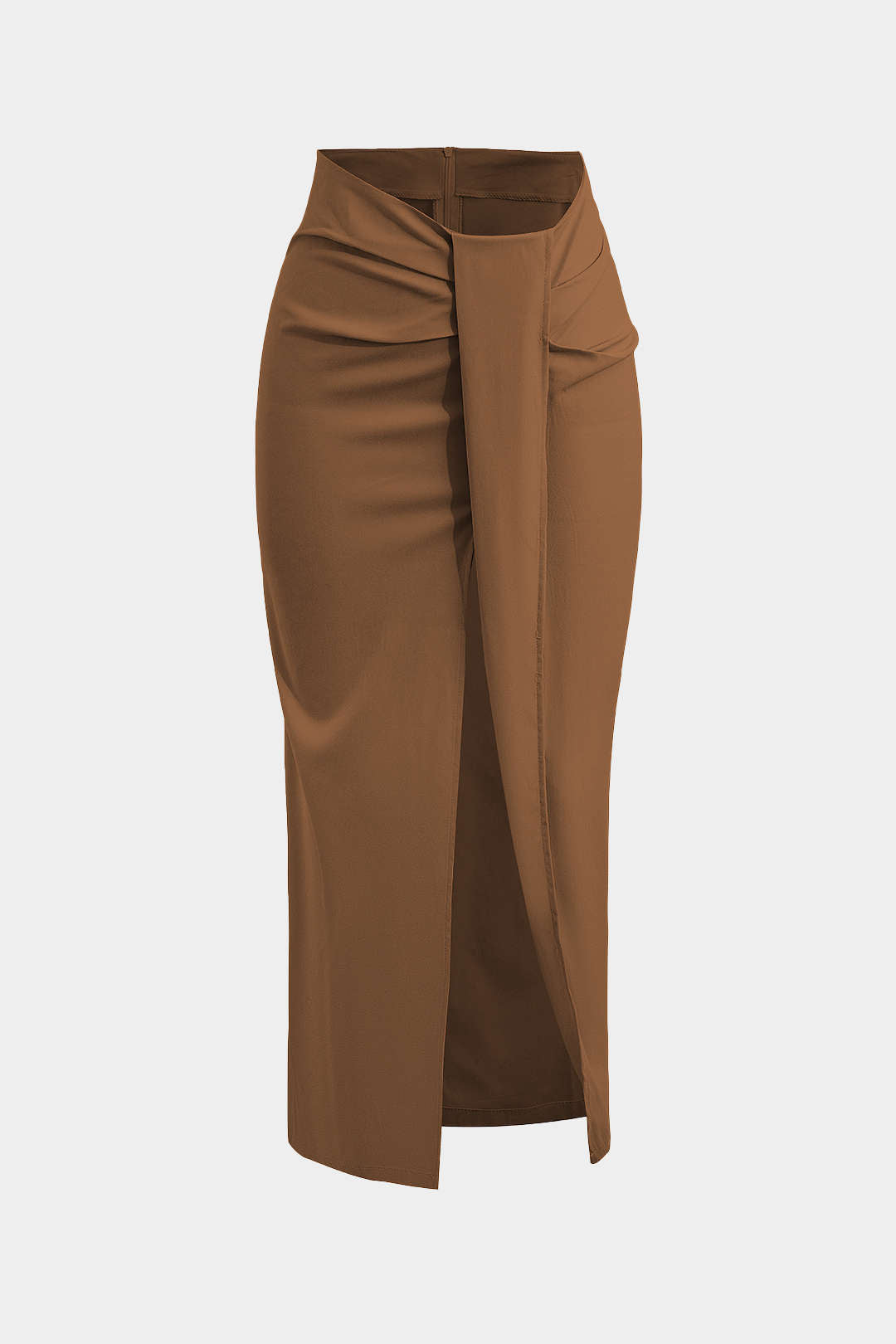 Falda Midi Asimétrica Nudo Twist Minimalista Elegante