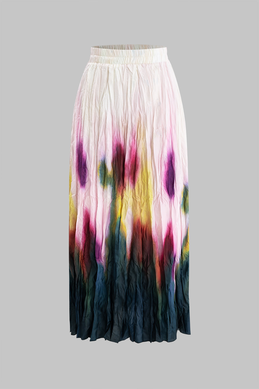 Abstract Tie Dye High Waist Ruched Skirt