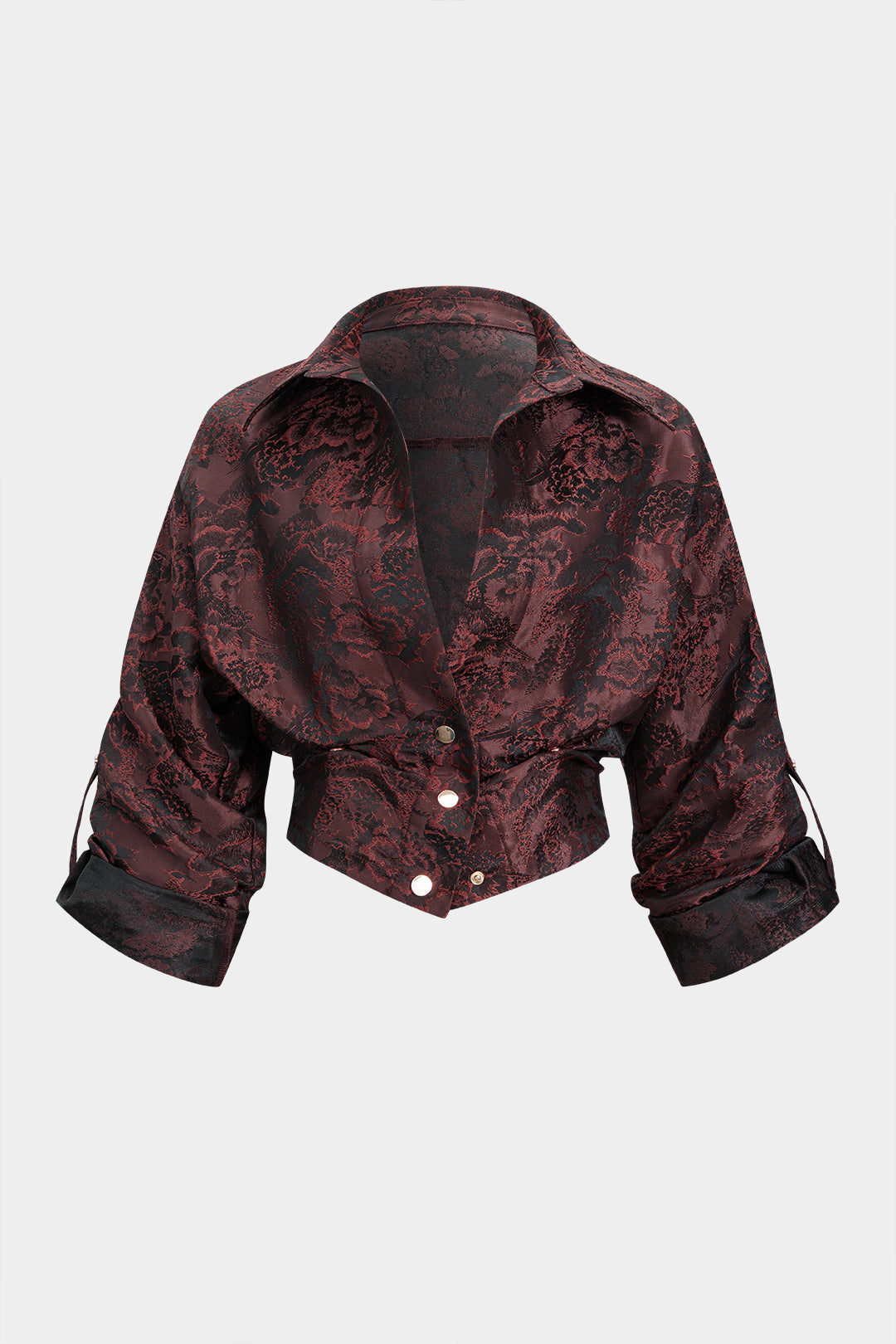 חולצת ארוכת שרוולים עם הדפס פרחוני של ז'קארד 