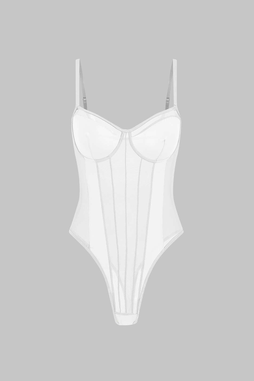 Corsé Bodysuit de Malla Sin Espalda con Escote Barco