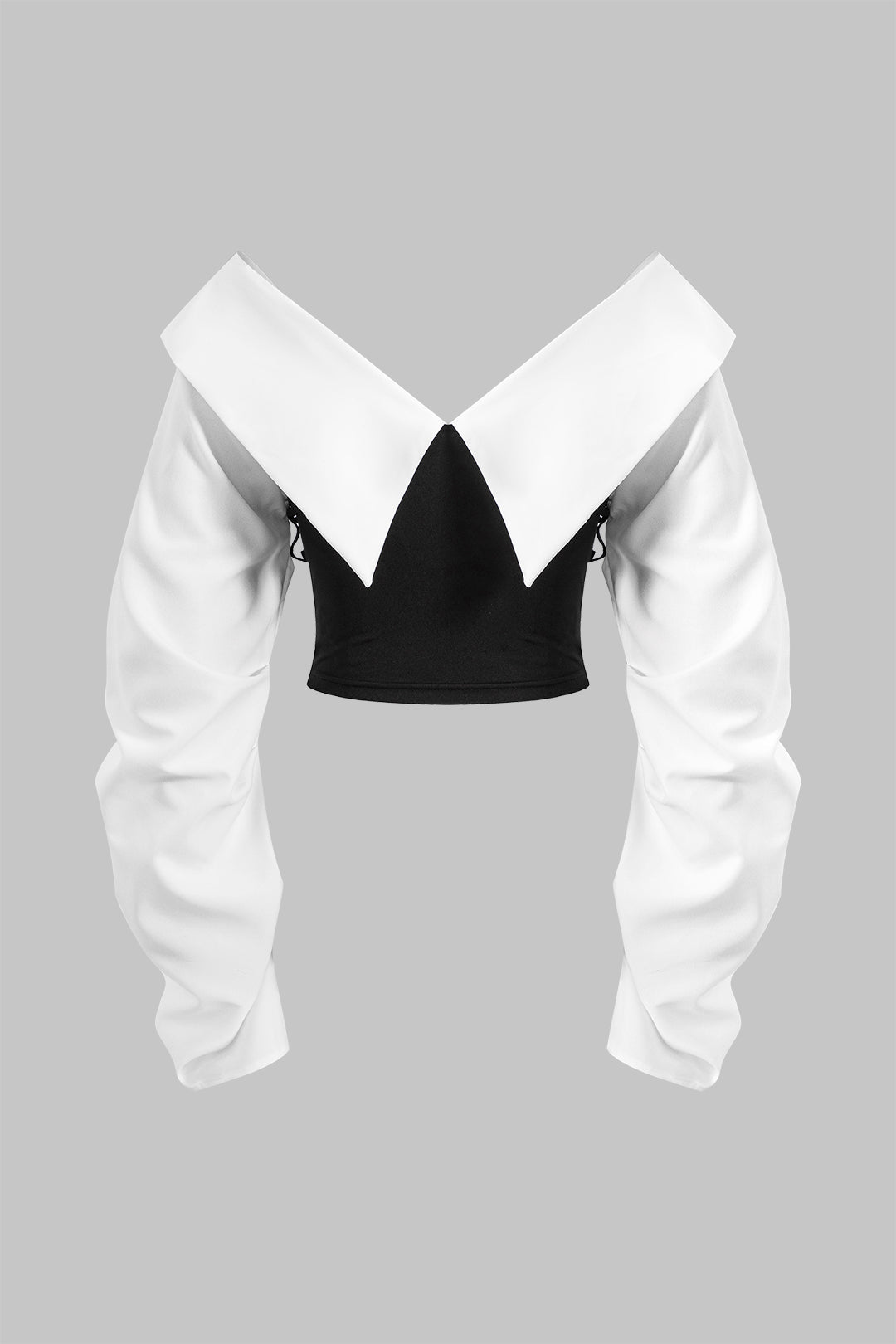 Blusa Patchwork Con Escote En V De Manga Larga Para Mujer