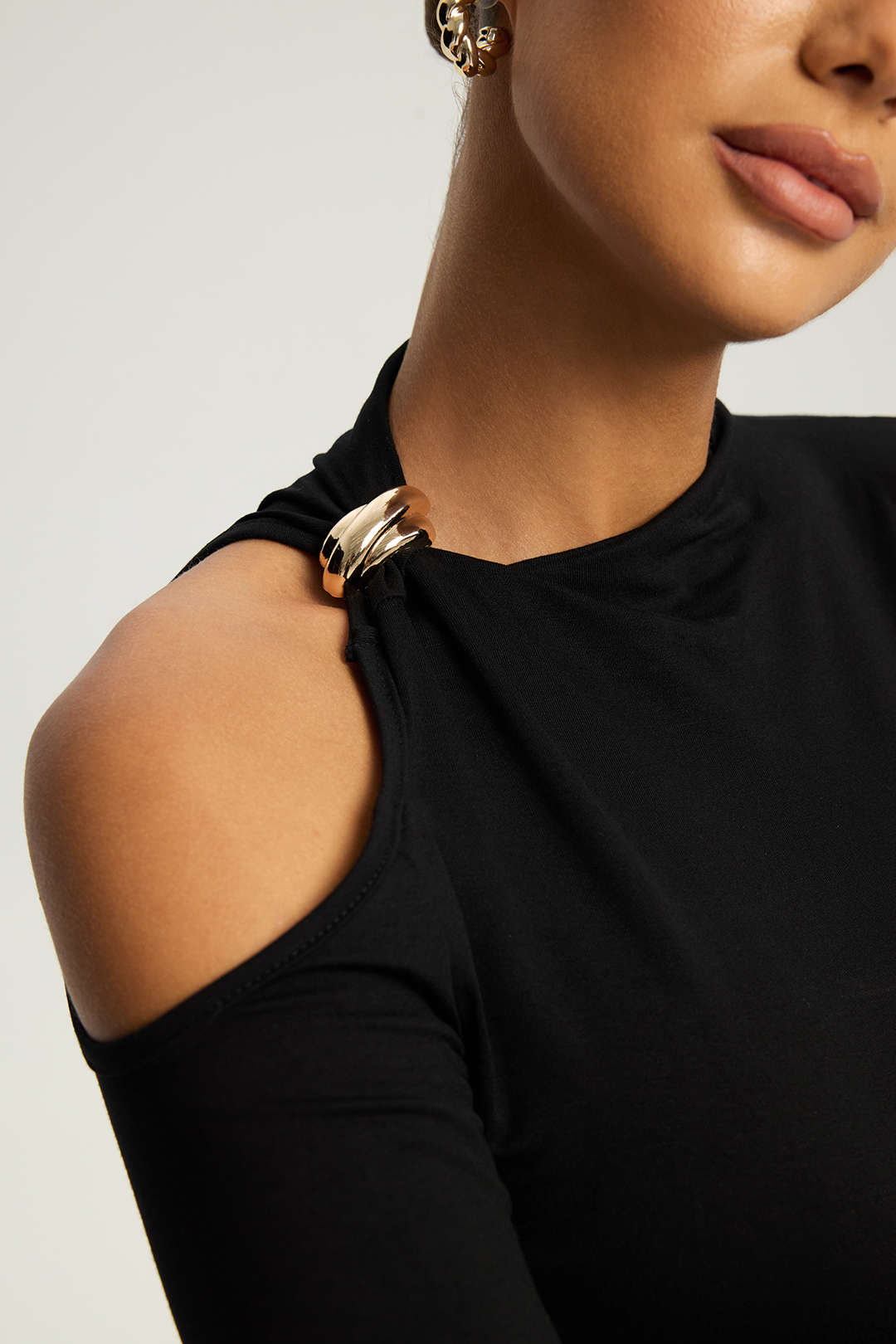 Cut Out Asymmetrical Long-Sleeve Top