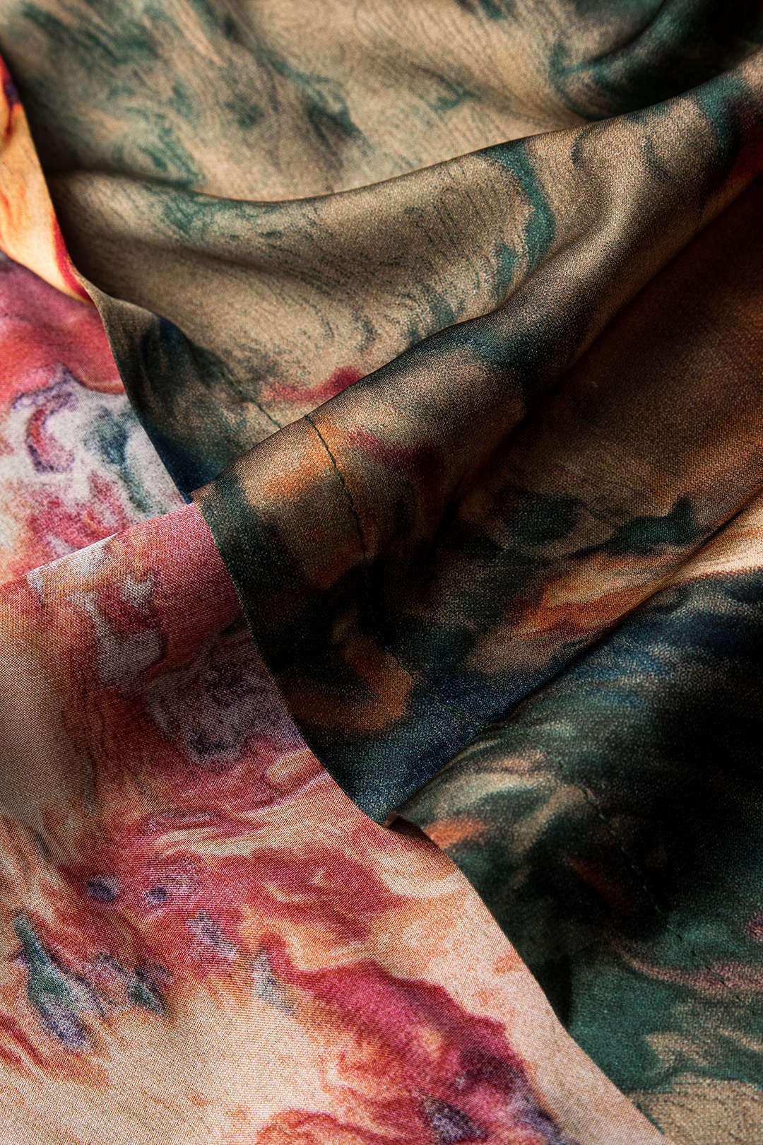 Falda Satén Estampado Floral Con Cordón Y Cintura Ajustable