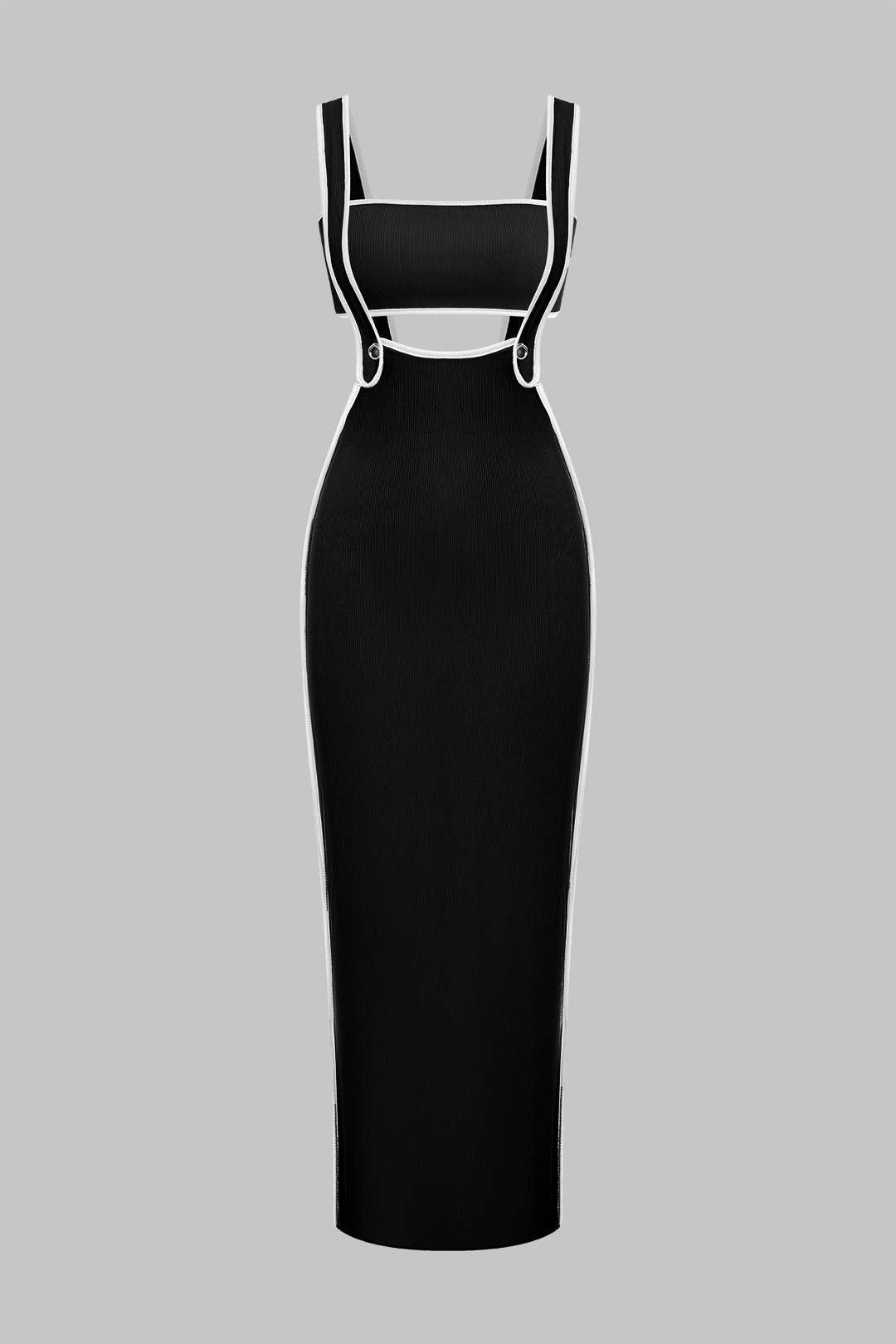 Conjunto Dos Piezas Tubo Salopette Vestido Borde Contraste