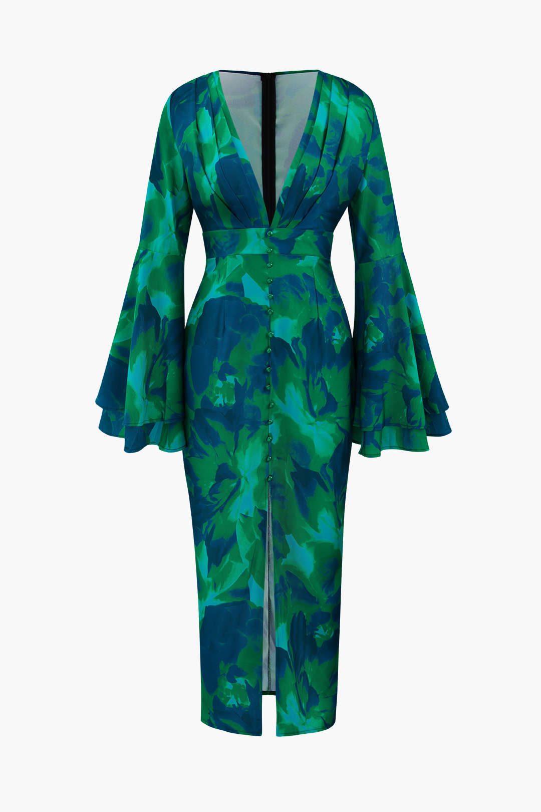 Vestido Maxi Estampado Floral Con Escote En V Y Abertura