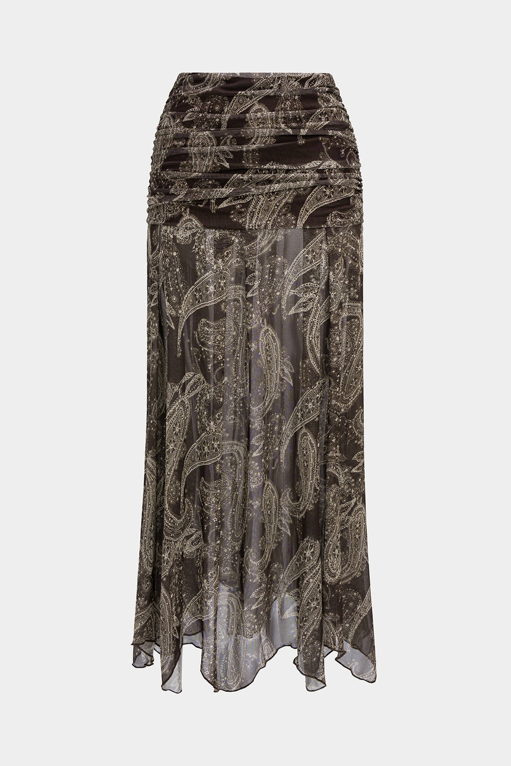 חצאית גבוהה עם רשת והדפס רטרו 