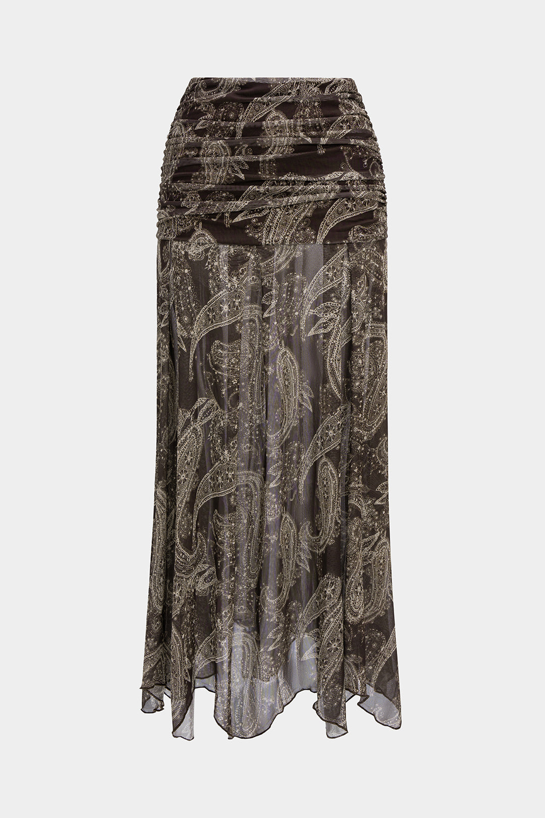 חצאית גבוהה עם רשת והדפס רטרו 