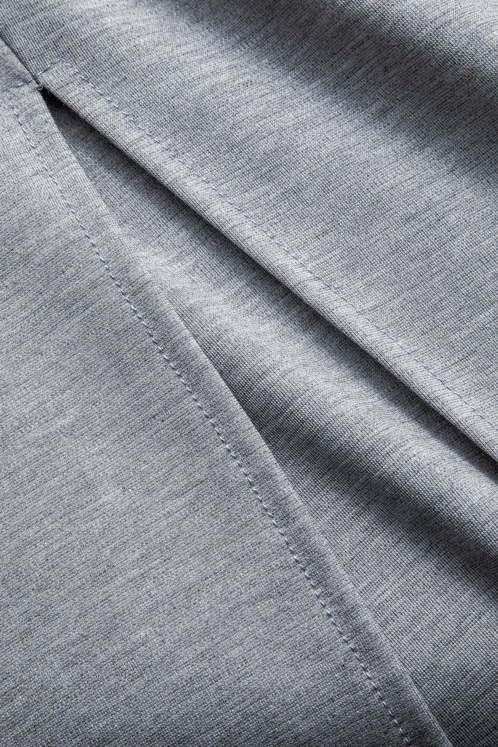 Ruched Slit Round Neck Long Sleeve Midi Dress