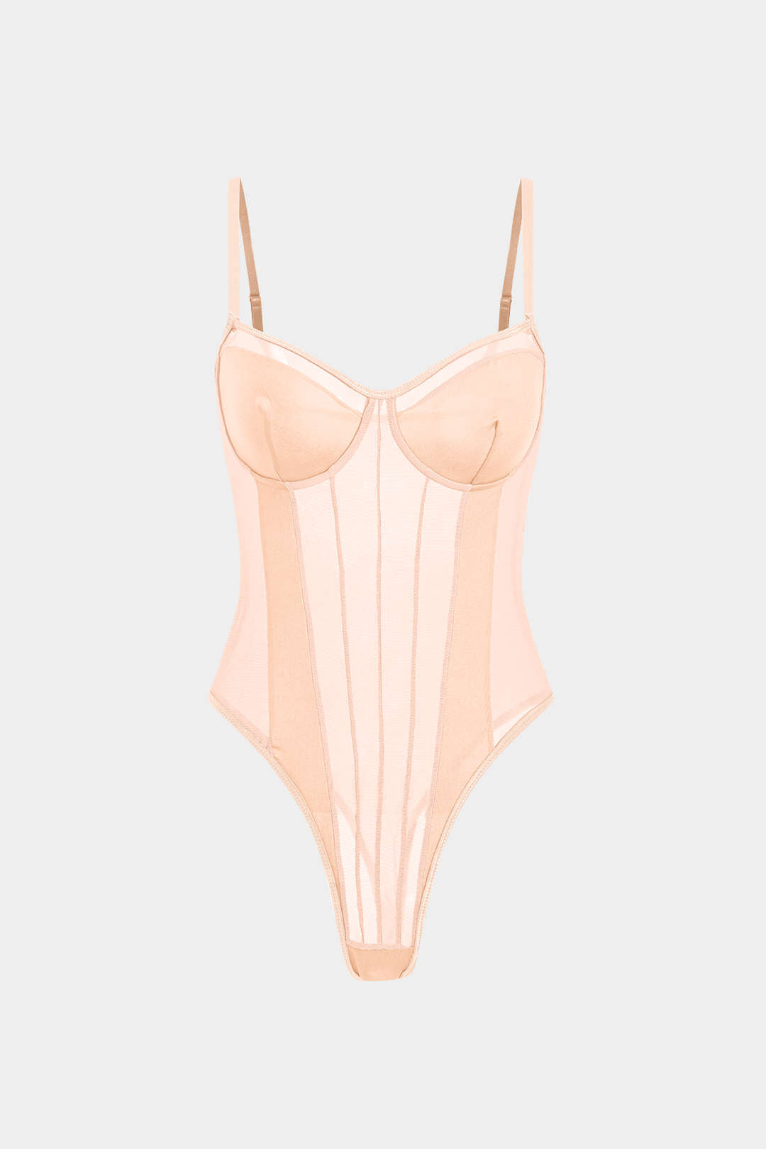 Corsé Bodysuit de Malla Sin Espalda con Escote Barco