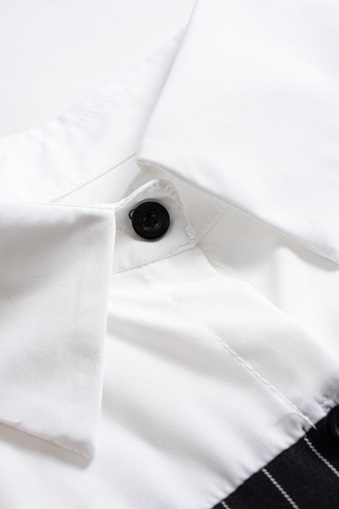 Stripes Print Button Patchwork Long-Sleeve Shirt