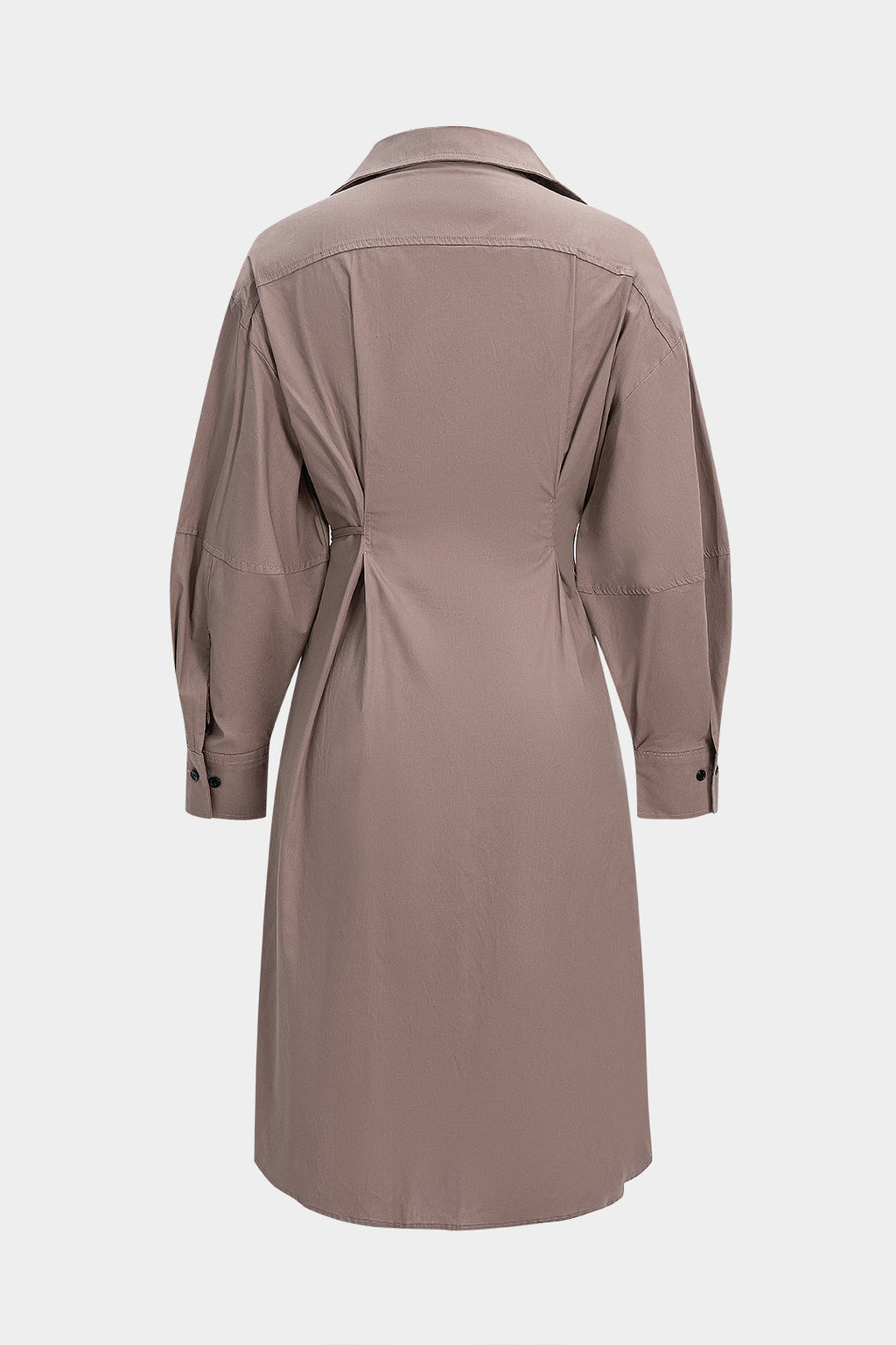 שמלת מידי א-סימטרית עם קשירה ושרוולים ארוכים 