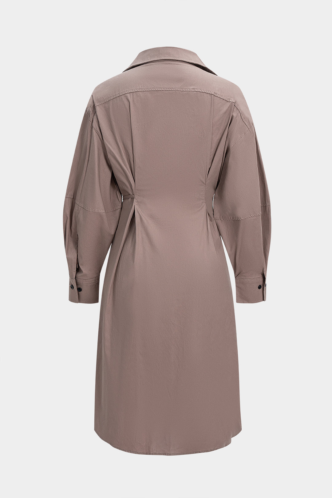 שמלת מידי א-סימטרית עם קשירה ושרוולים ארוכים 