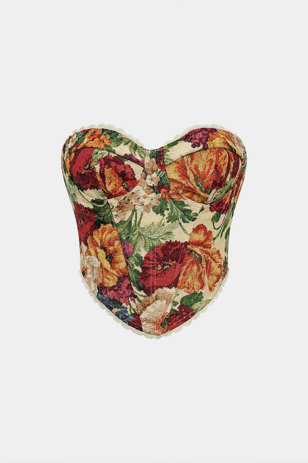 Top Tubo Floral Retro Ligero Con Lazo Delantero Para Mujer
