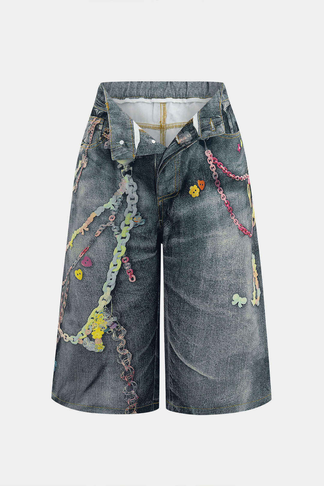 Shorts Anchos De Cadena Para Mujer Verano Elegante