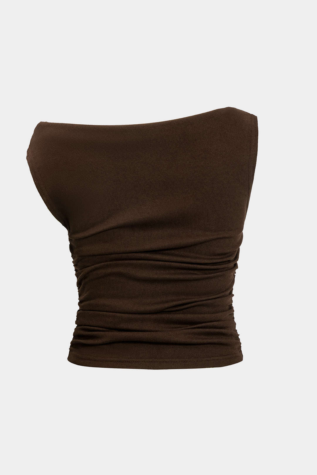Blusa Asimétrica Con Nudo En Un Hombro Sin Mangas Drapeada