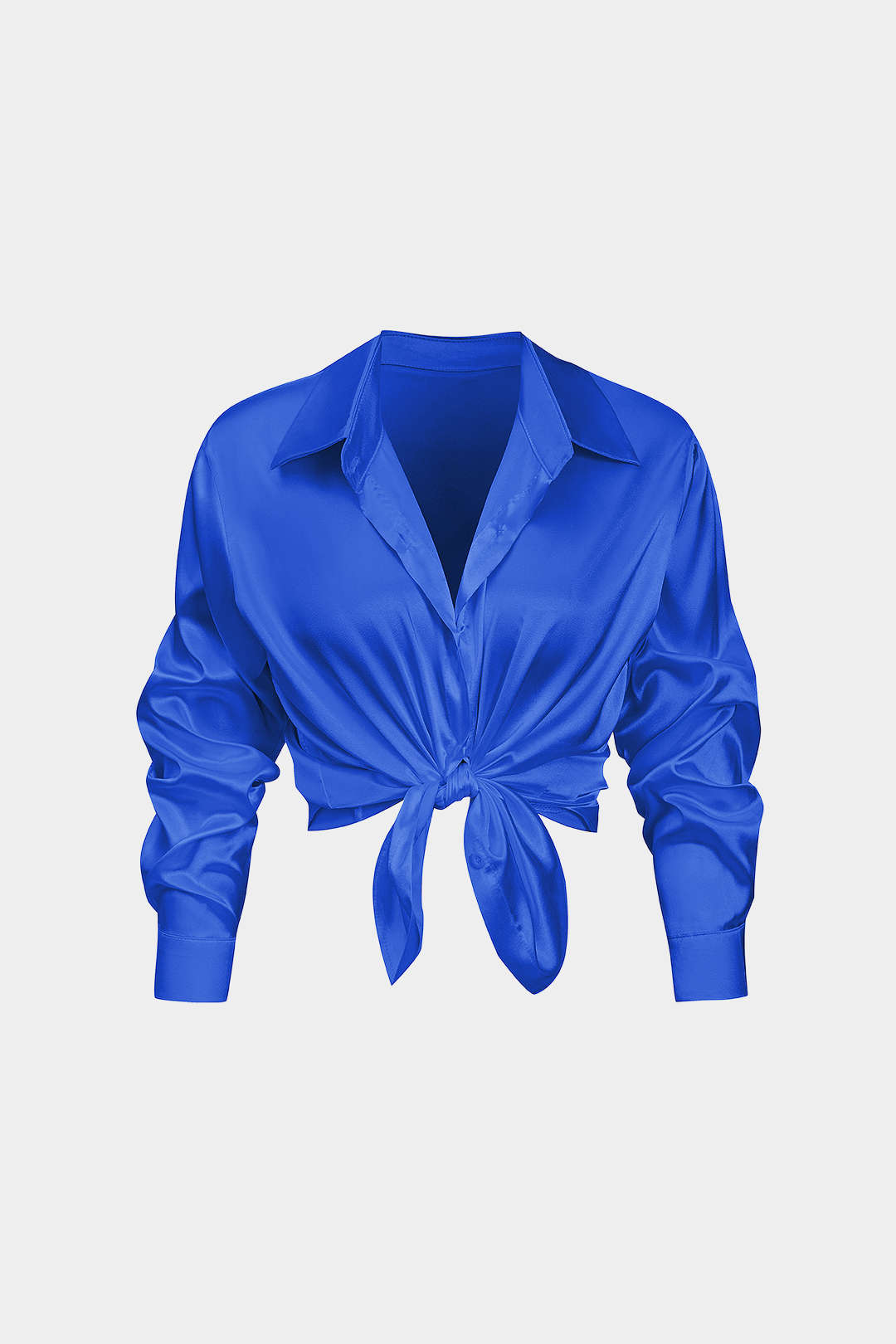 Camisa Satinada De Manga Larga Con Silueta Elegante