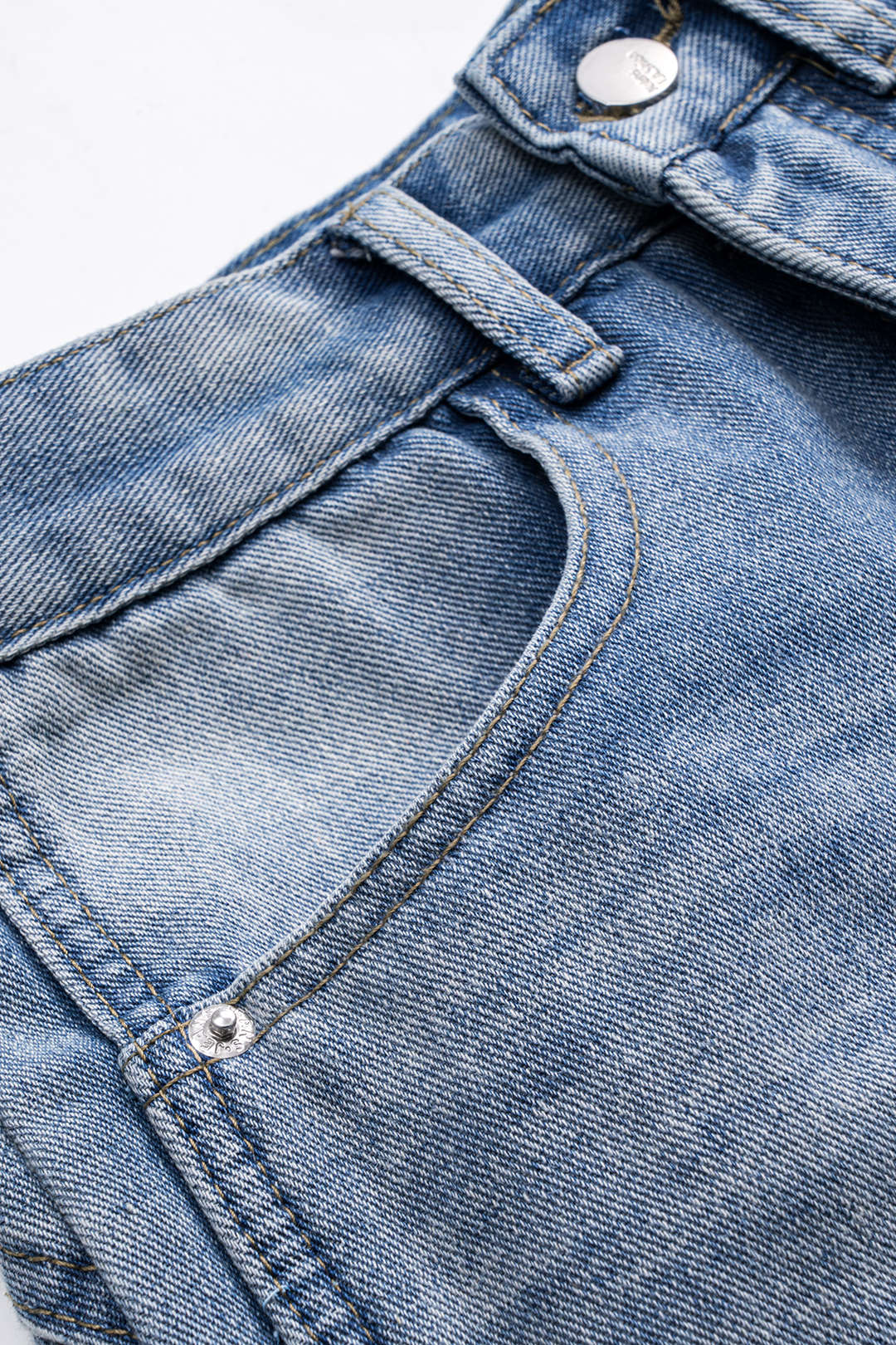 Jeans Rectos Con Detalles Patchwork Denim Para Uso Diario