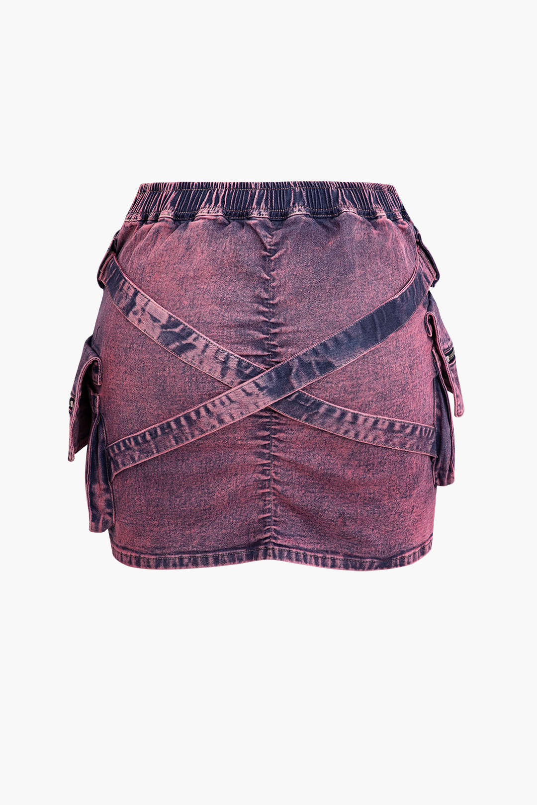 Falda Denim Cargo Cintura Elástica Con Bolsillos Clásica